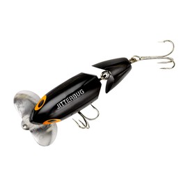 Arbogast Jitterbug Topwater Bass Fishing Lure - Excellent for Night Fishing, Black, G675 Jointed Clicker (3 1/2 in, 5/8 oz) (G675-02)
