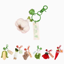 Hoepavy Car Keyring,Key Rings Women,Cute Keyring,Crochet Keychain,Scallion Ginger Garlic Keychain Backpack Pendant