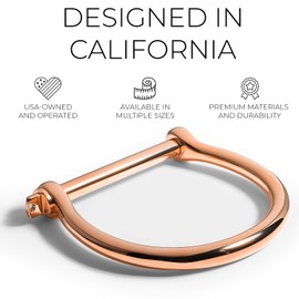 Elegatto Bangle Premium Rose Gold Plated Bracelet for Men | Polished Rose Gold-Plated Stainless Steel with Shackle Closure | Men’s Designer Jewelry Bracelets | Rose Gold Medium