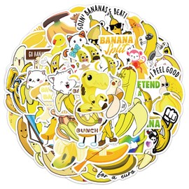60 Pcs Banana Stickers for Kids, Cartoon Animal Fruit Vinyl Waterproof Decals, Cute Banana Stickers for Water Bottles Bikes Luggage Computer Skateboard Car Motorcycle
