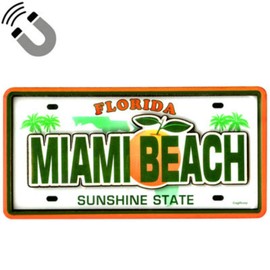 Miami Beach Florida License Plate Dual Layer MDF magnet 2 x 4.5