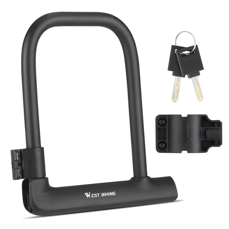 WEST BIKING Bike Lock U-Lock Heavy Duty Bicycle Motorcycle Anti-Theft