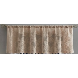Warm Home Designs Leaf Lace Valance for Leaves Kitchen Decor. Leaf Embroidered Linen Gold Valance is Perfect as Vintage Kitchen Valance, Shabby Chic Valance or Leaf Valance. AR Linen 18"