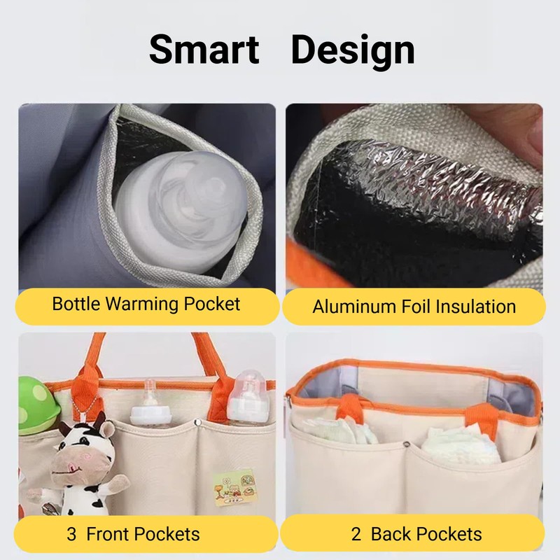SLAKOP Universal Stroller Organizer with Double Bottle Holder, Fits For