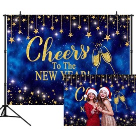 CapiSco Happy New Year Backdrop Blue Starry Sky Photography Background Galaxy Cheers to The New Year Eve Decoration Hello 2025 Party Supplies Festival Gift Ideas Photo Booth Props 7x5FT
