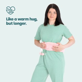 LIVIVO 2L Extra Long Hot Water Bottle with Soft, Removable and Washable Fleece/Knitted/Faux Fur Cover - Giant Size Ideal for Full Body (Pink with Pom-Pom)