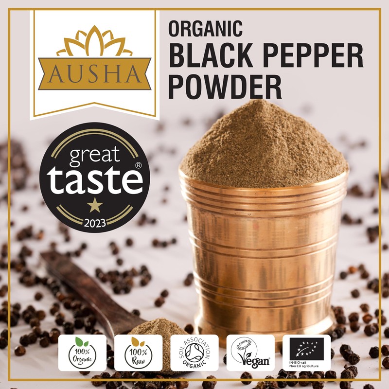 Ausha Organic Ground Black Pepper 200g - Coarse | Winner