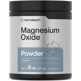 Horbäach Polvo de óxido de magnesio | 400 mg | 8 onzas (8.01 oz) | Suplemento vegetariano, sin OMG y sin gluten