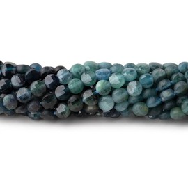 Natural Blue Indicolite Tourmaline 4mm Faceted Coin Briolette Beads | 13inch Strand | Paraiba Tourmaline Semi Precious Gemstone Loose Beads