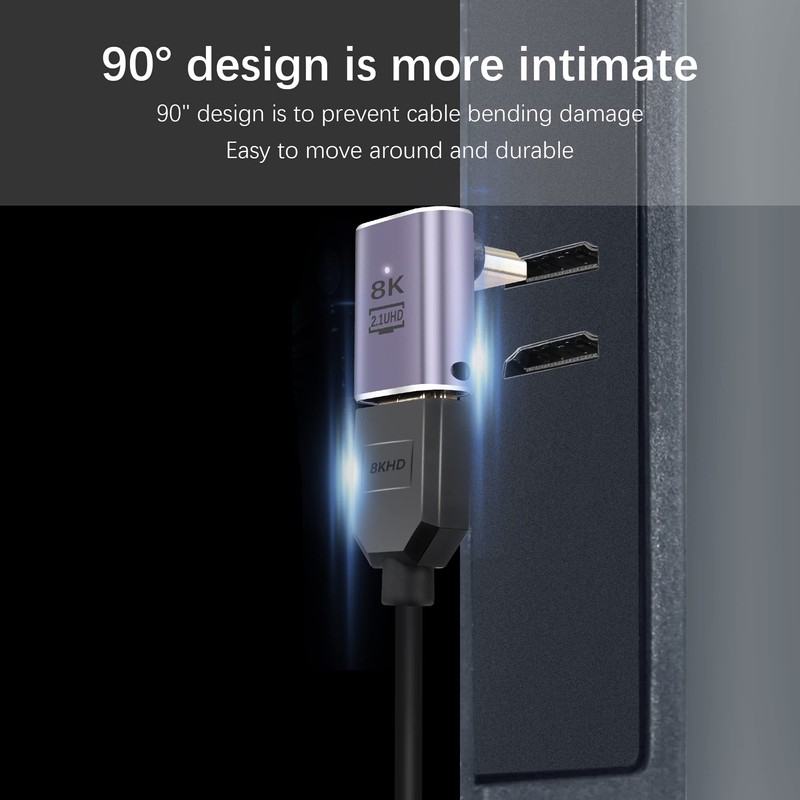 PNGKNYOCN 8K HDMI 90 Degree Adapter，2 Pack Right Angle 48Gbps