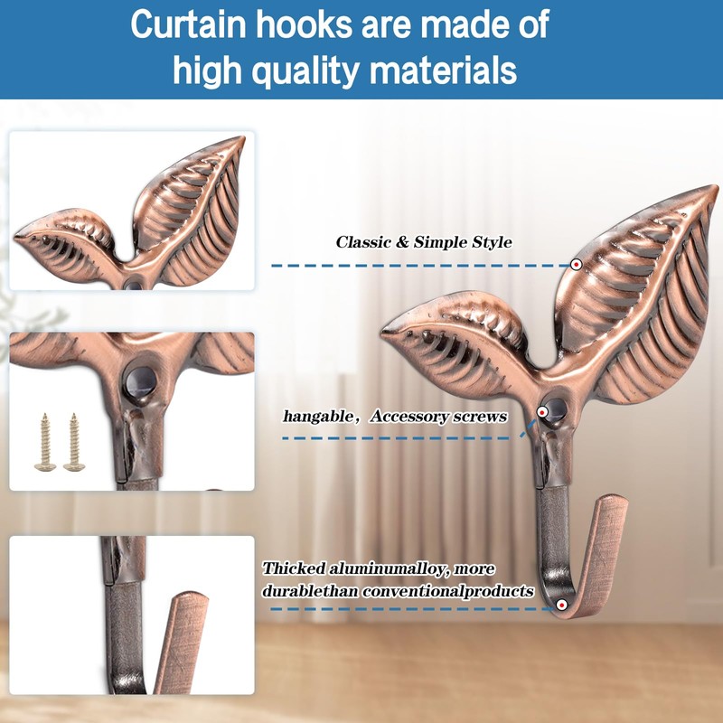 4 Pieces Metal Curtain Holdbacks Curtain Hooks for Curtains Wall