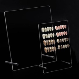 Klmnop 2 Pcs Nail Art Display Board, Clear Acrylic False Nail Tips Sample Display, Nail Color Nail Practice Board for Professional Salon False Nail Sample Display(Clear)