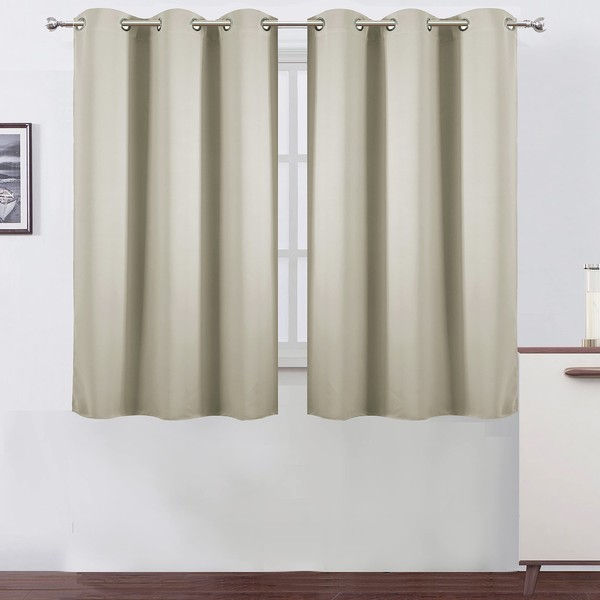 LEMOMO Light Beige Thermal Blackout Curtains/38 x 54 Inch/Set of 2 Panels Room Darkening Curtains for Bedroom