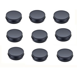 JKLcom Aluminum Metal Tin 1oz/30ml,Black Aluminum Tins Round Tin Cans Containers with Screw Top Lid (10)