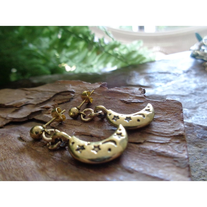 .｡.:* ☆ GOLD LUNA MOND NEUMOND HALBMOND STECKER ☆*.:｡. Ohrringe,