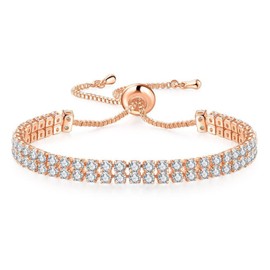 Rose Gold Bracelet Tennis Bracelet Cubic Zirconia Rose Gold Bracelets for Women Sterling Silver Bracelet Tennis Bracelets for Women Friendship Bracelet Crystal Bracelet Ladies Bracelets