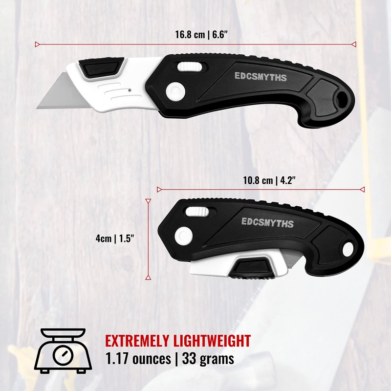 EDCSMYTHS Folding Pocket Utility Knife, Weather & Rust Resistant ABS