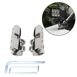 ROADFAR Universal 2x A Pillar Hood Work Light bar Mount Bracket Clamp Holder Offr Hood Engine Cover Bonnet Stainless Steel Material.