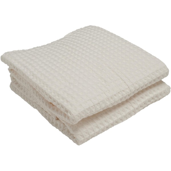 MUJI 83921545 Waffle Large Bath Towel, Set of 2, 27.6
