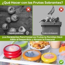 Paquete de 5 Cajas de Almacenamiento de Frutas de Silicona, Contenedores de almacenamiento de frutas y verduras reutilizables de silicona...          