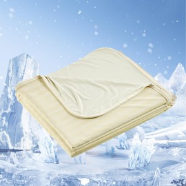 JOOJA Cooling Blanket for Hot Sleepers Throw Double Sided Ultra Cold Effect Cool Blanket for Adults Kids Pet Dogs Beige 50x70 Inches