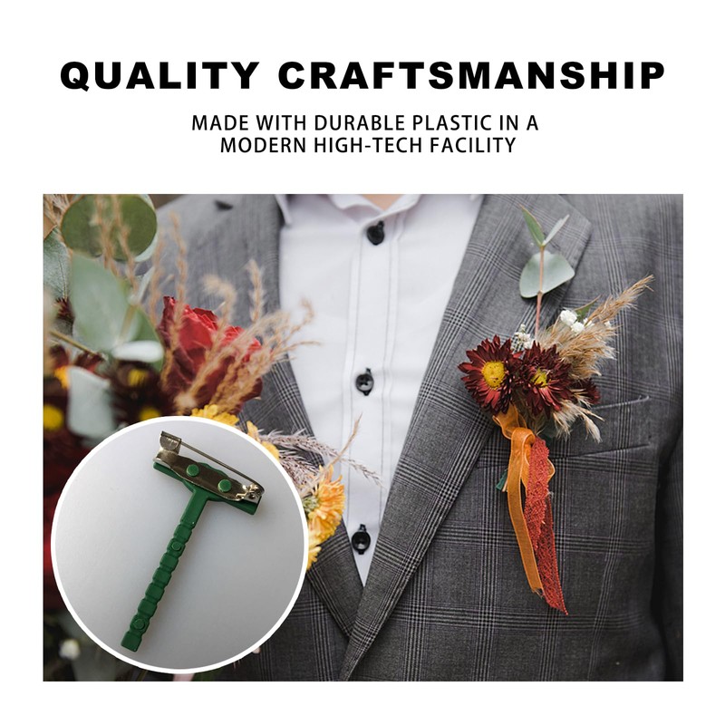 YAFIYGI 20Pcs Boutonniere Pins for Men Green Safety T-Shaped Pin