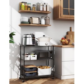 Simple Deluxe Heavy Duty 3-Tier Storage Shelves 750Lb Capacity, 24.02" D x 13.78" W x 29.92" H Shelving Unit for Pantry, Garage, Laundry and Kitchen, Black, 2 Pack