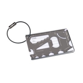 Luggage Tag and Tool Card with 22 Functions - JIMMY - Two Writable Address Cards with Wire Loop for Attaching - 420 Stainless Steel, Aluminum