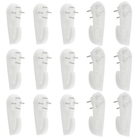 Auvotuis 20Pcs Non-Trace Wall Picture Hooks, Invisible Plastic Traceless Nail Screws Powerful Concrete Hard Wall Drywall Non-Mark Clock Hooks for Photo Frame Hangers (M,1.6x0.75 Inch)