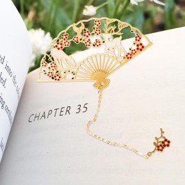 Zakrafo 2 Pcs Chinese Fan Deer Bookmark Metal Book Mark Fancy Bookmarks for Women,Men and Book Lovers Gifts (Deer)