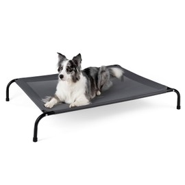 SIEMOUR Cooling XL Elevated Dog Bed Cot for Extra Large Dogs, Outdoor Raised Dog Bed with Washable Breathable Mesh, Durable Pet Hammock with Non Slip Feet, Grey, 54 inches
