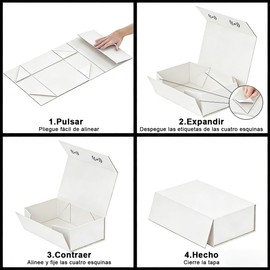 LHChan 5PCS Caja de Regalo con Tapa Magnética, 26 * 19 * 8, Embalaje de Lujo, Rectangular, Plegable, Cajas de Propuesta para Dama de Honor, Boda, Navidad, Halloween, Regalo para Cumpleaños, Blanco