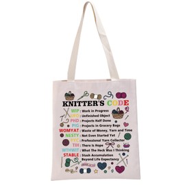 PYOUL Knitting Gift Knitter’s Code Tote Bag Knit Handbag Knitter Knitting Lover Gift Crochet Hobbyist Gift (Knitters Code Tote)