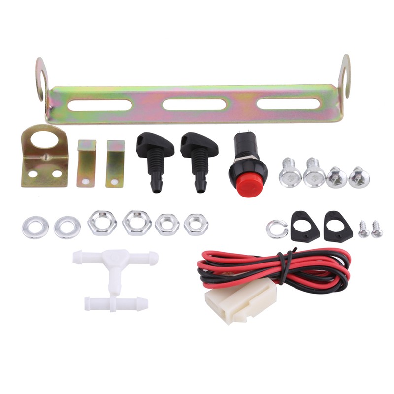 12V Universal Windshield Washer Pump Bag Kit With Jet Button