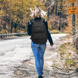 SUN EIGHT Large space Waterproof Backpack for Kids,18inch Backpacks for School Light Backpack Suitable for Over 6 years old(Black)