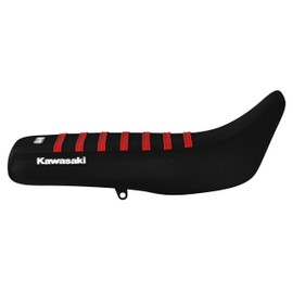 Enjoy Mfg Seat Cover - Compatible Fit for 2022 2023 2024 Kawasaki KLR 650 Dual-Sport Motorcycle #438 (All Black with Red Ribs)