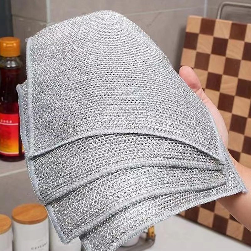BHSTTNIXP Silver Cleaning Cloth,Non-scratch Scrubbing Wire Dishwashing Rags,Wire Cleaning Cloths,Steel
