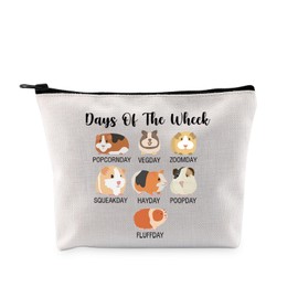 G2TUP Guinea Pig Lover Gift Days of the Wheek Makeup Bag Cute Guinea Pig Mom Cosmetic Bag Guinea Pig Owner Gift Cavy Gift (Days of the Wheek MB)
