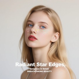 8 Pcs Holographic Rainbow Glitter Freckles – Iridescent Face Stickers for Sparkly Makeup Looks & Festival Decoration