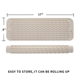 MicoYang Silicone Dish Drying Mat for Multiple Usage,Easy clean,Eco-friendly,Heat-resistant Silicone Mat for Kitchen Counter,Sink,Bar,Bottle,or Cup Tapioca M 17 inches x 6 inches