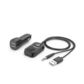 Hama Bluetooth Freisprecheinrichtung für Autos mit Aux-Eingang (mit 2-fach USB-Ladegerät, kabellos telefonieren und Musik hören über Kfz-Lautsprecher, 3,5 mm Klinke Adapter, Car Audio, Bluetooth 5.1)