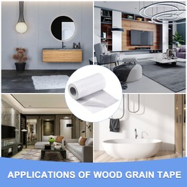GLOKUUCA Wood Grain Repair Tape - 1 Pack Self Adhesive Wood Tape Fits for Tables Doors Floor Furniture Renovation - PVC Durable Multi-Use Adhesive Patch - (4.7-inch x 33-ft White)