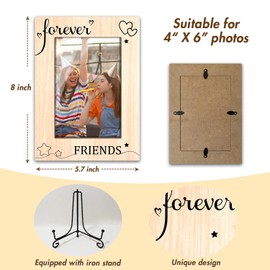 Zgogy Friendship Gifts Picture Forever 4 x 6 Friends Picture Frame Wooden Picture Frame With Iron Stand Display Frame Desk Decor Home Decor - Forever Friends - 4x6 Vertical Photo -58