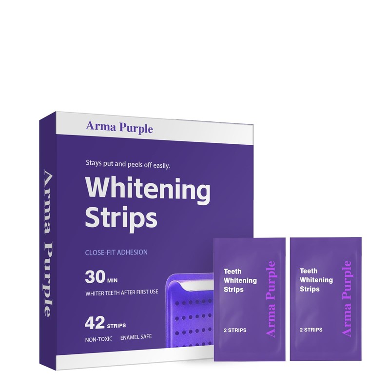 Arma Purple Teeth Whitening Strips（42 Strips） Enamel Safe for Sensitive