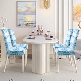 Alishomtll Stretch Chair Covers, Set of 4/6, Blue Chair Covers, Swing Chair, Elastic Chair Covers, Removable Washable Dining Room Chairs Covers for Restaurant, Hotel, Banquet (Blue, 6 Pieces)