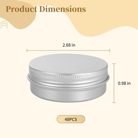 48 Pcs Aluminium Round Tins with Screw-Top Lids | 2 Oz Food-Grade Metal Containers | Ideal for Crafts, Food Storage, Candles & DIY | Leakproof & Durable