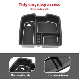 Linskip Full Center Console Organizer Tray Compatible with 2007-2014 Chevy Avalanche Suburban Tahoe Silverado 1500 2500hd 3500hd & GMC Sierra Yukon, Armrest Storage Tray, Interior Accessories