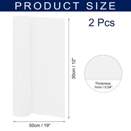 QUARKZMAN Foam Board 50 x 30 cm EVA Foam Roll 1 mm Thickness 2 Pieces Foam Rubber Panels Cushion Pad Foam Panels for Crafts DIY Cosplay Modeling White