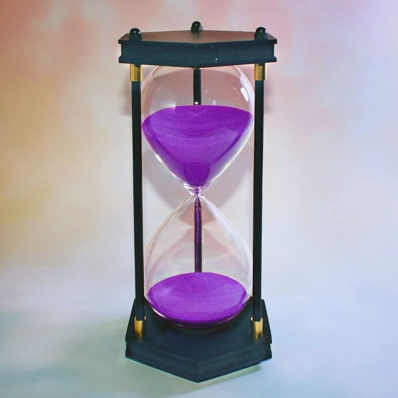 Large Hourglass Timer 60 Minute, Decorative Hexagon Frame Sandglass with