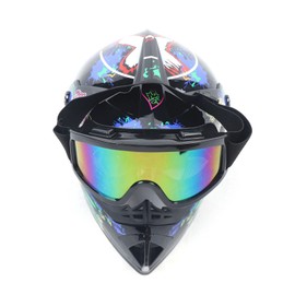 Motocross Helmet with Goggles&Gloves Off Road Dirt Bike ATV UTV Protect Helmet MTB Head Helmet for Men Women Youth,Unique Graphic, Black(Style 1, Size M)